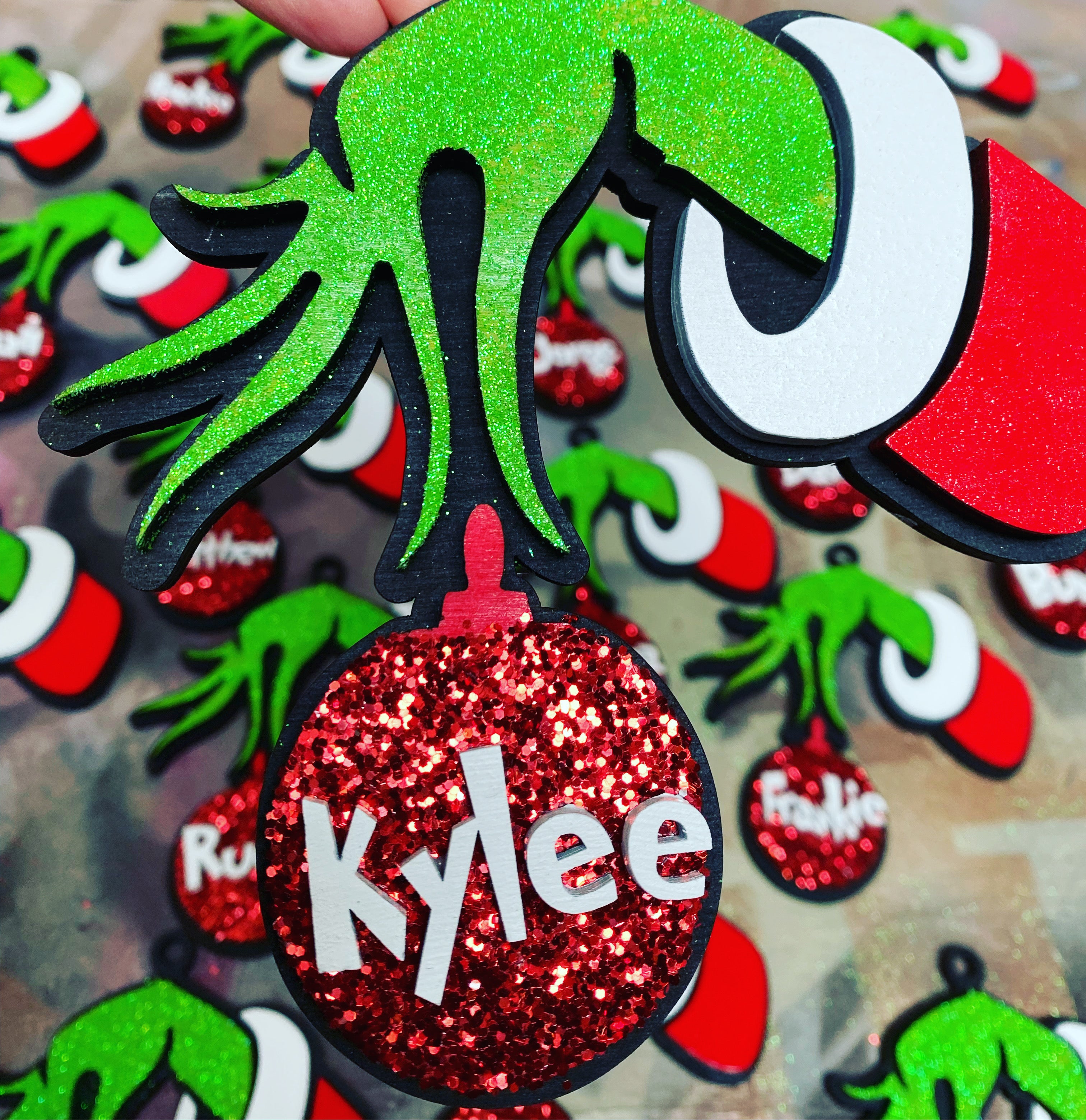 Grinch Hand Ornament CV Customs OC